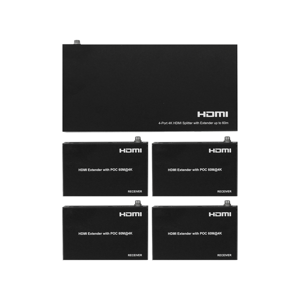4k hdmi splitter 1x4 with 4 extender over cat up to 60m 2