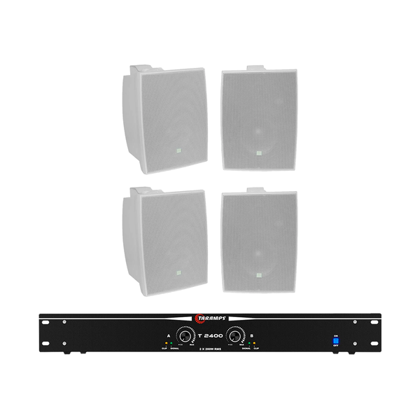 Kit Amplificador T2400 Taramps + 4 Caixas Acústicas JBL 621 50w - Branco