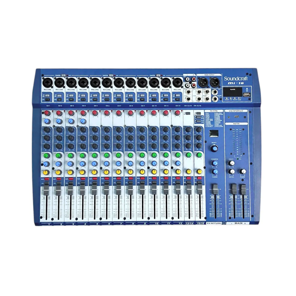 Mesa de Som Interface 16 Canais MI Series MI-16 Soundcraft | Audio
