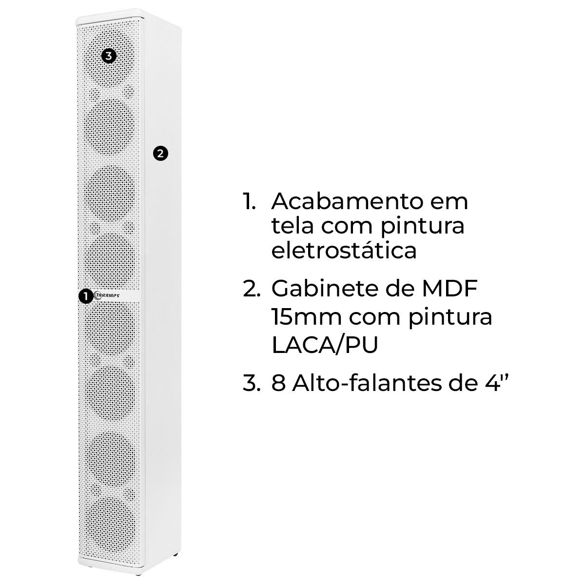 Caixa Acústica Vertical Taramps T 800.8 HF Branco