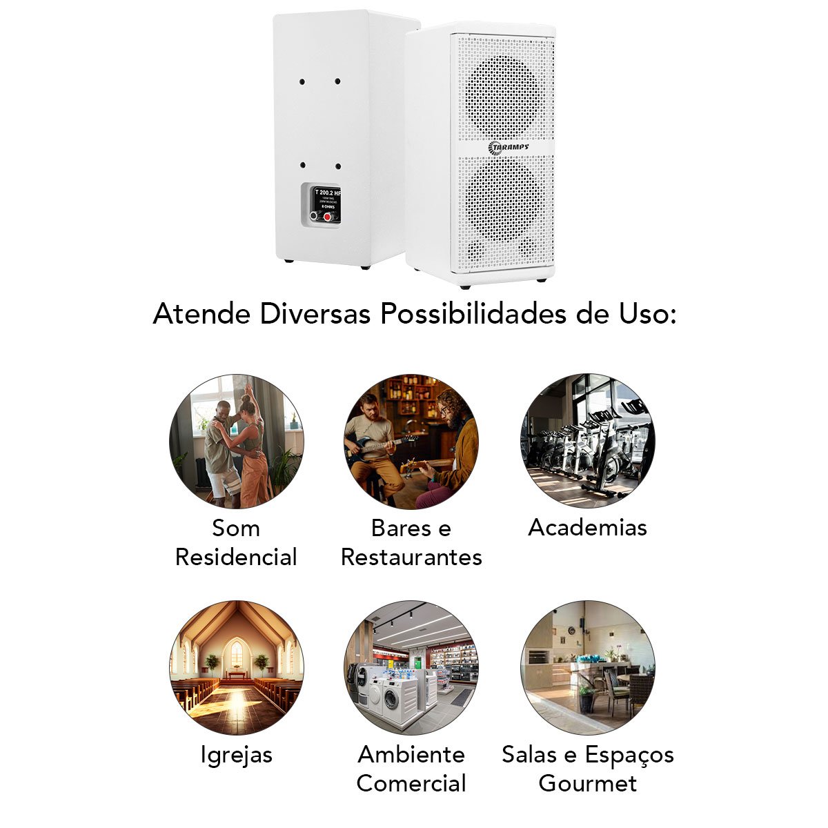 Caixa Acústica Vertical Taramps T 200.2 HF Branco