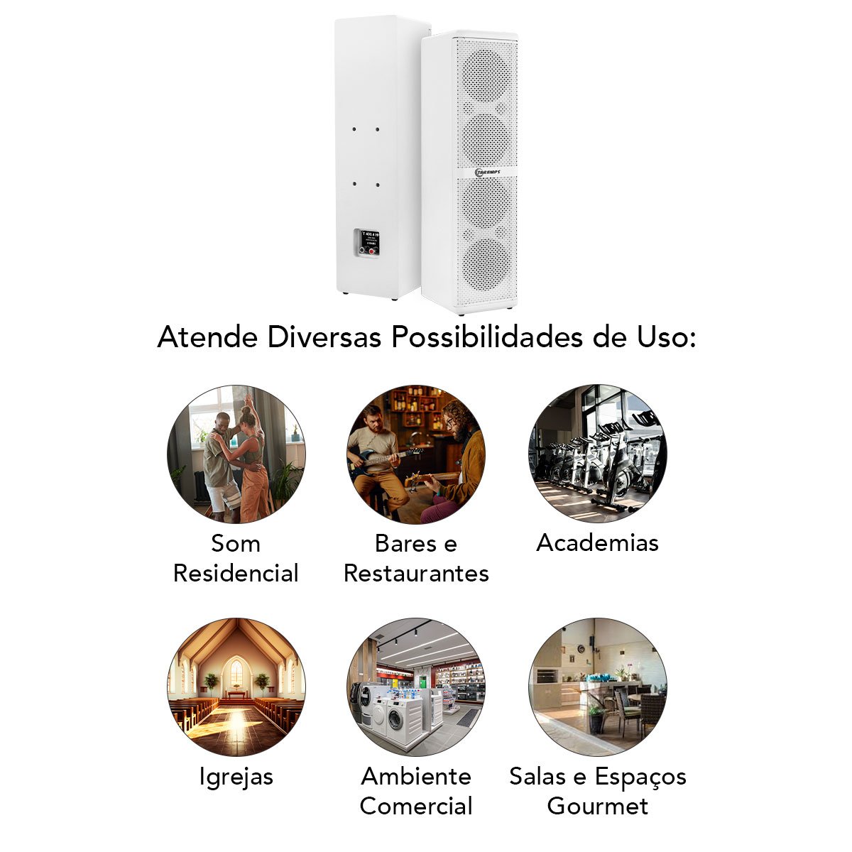 Caixa Acústica Vertical Taramps T 400.4 HF Branco
