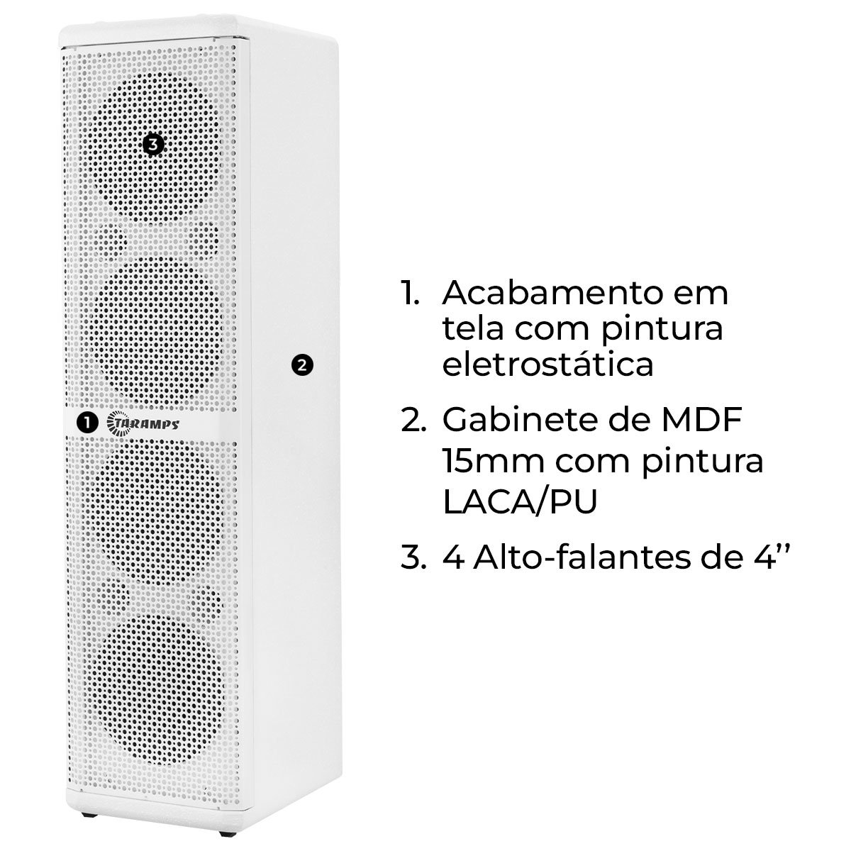 Caixa Acústica Vertical Taramps T 400.4 HF Branco